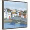 Old Coast Town and Boat II by Grace Popp 16-in. W x 16-in. H. Canvas Wall Art Print Framed in Grey